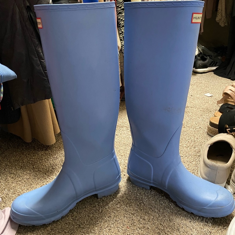 Powder blue hunter boots